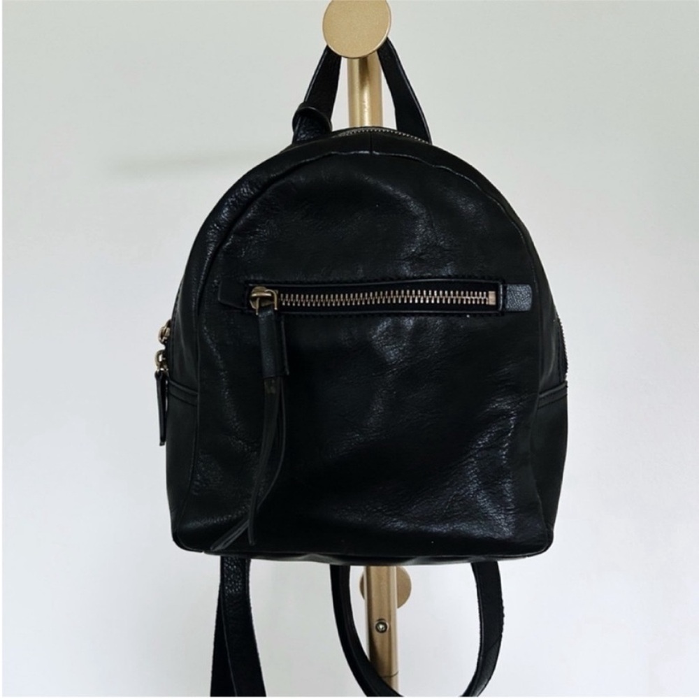 Fossil Black Leather Small Backpack - EUC